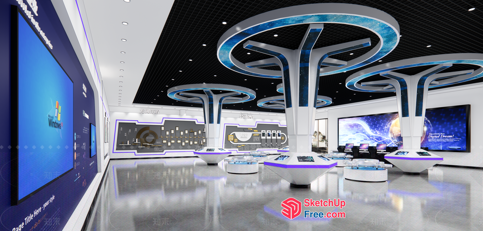 Modern Commercial Interior Space With Sleek Decorations 3D SketchUp File
