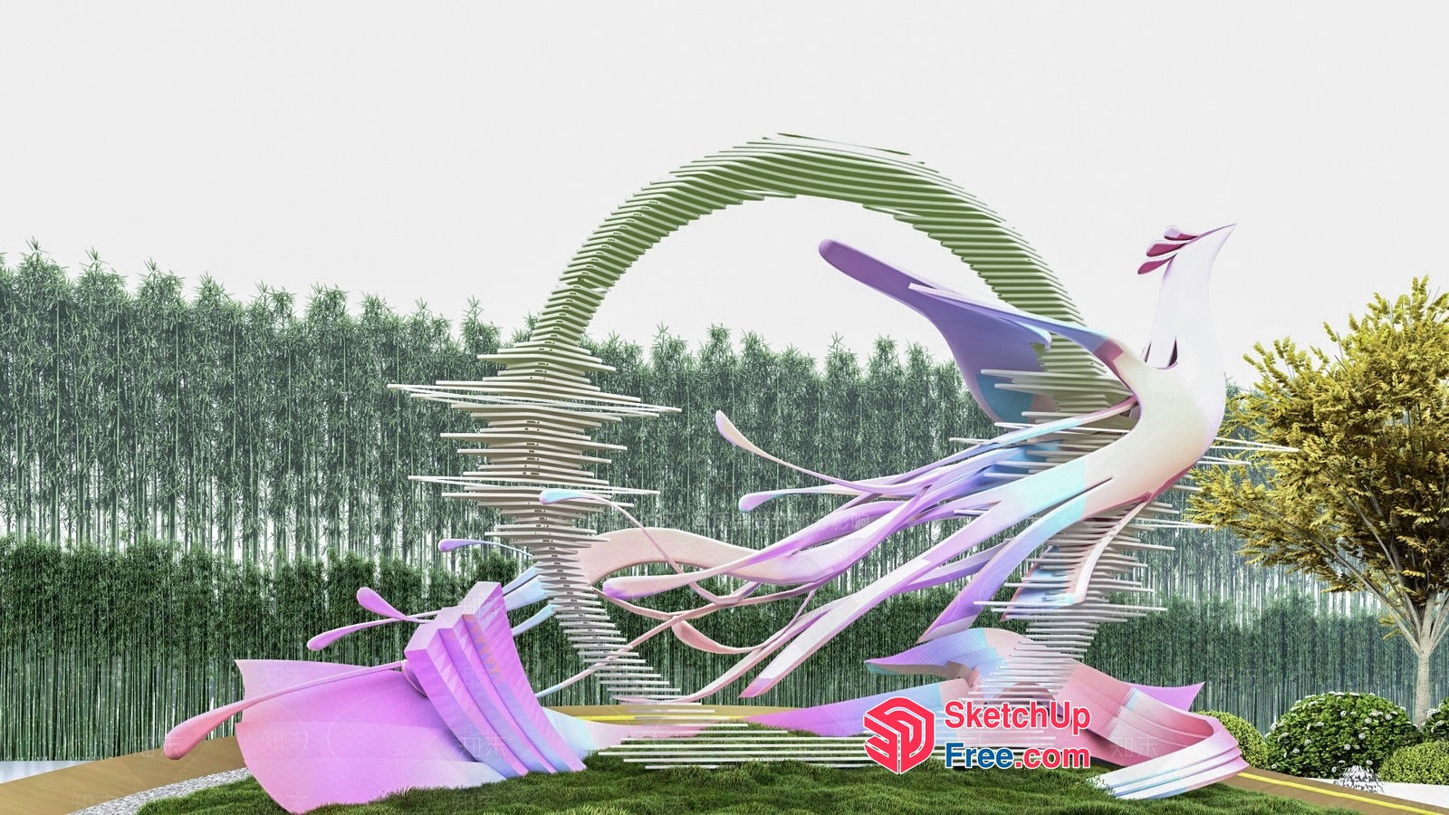 Modern Abstract Sculpture In Pastel Hues 3D SketchUp File