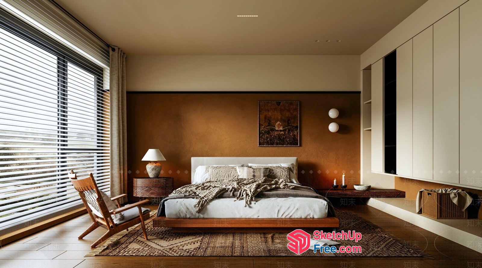 Minimalist Japanese Style Bedroom 3D SketchUp File