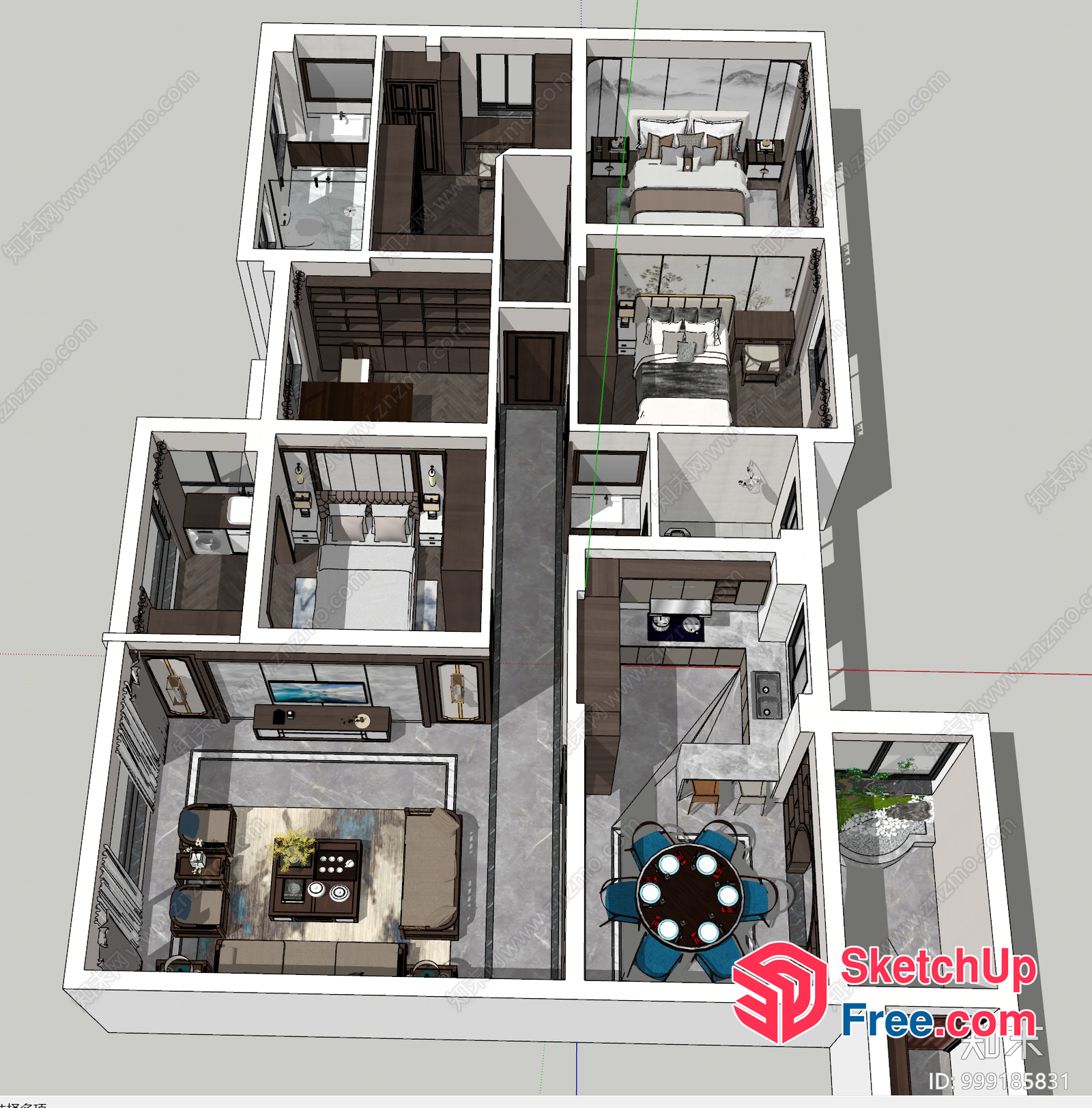 Detailed 3D Interior Design Of Modern Apartment 3D SketchUp File