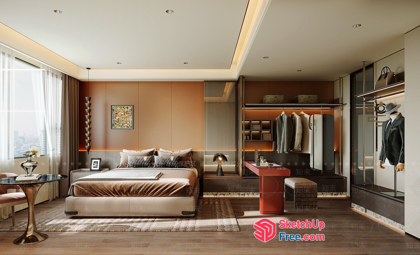 Modern Bedroom Interior With Neutral Color Scheme 3D SketchUp File