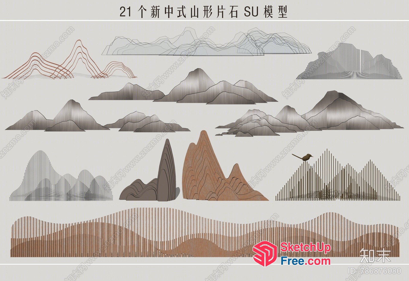 Mountain Ranges And Peaks In Various Styles 3D SketchUp File