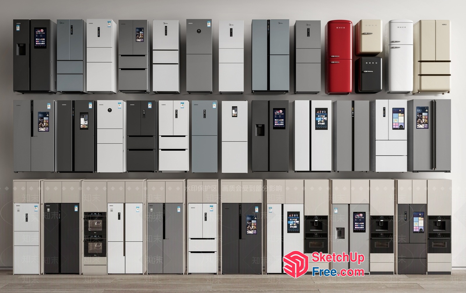Modern Refrigerators On Display 3D SketchUp File