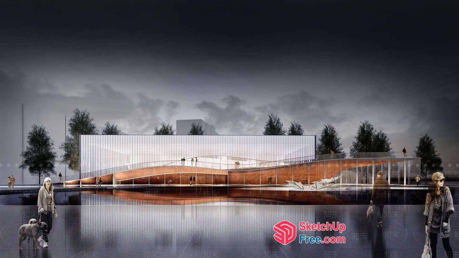 Modern Glass And Wood Exterior Design 3D SketchUp File