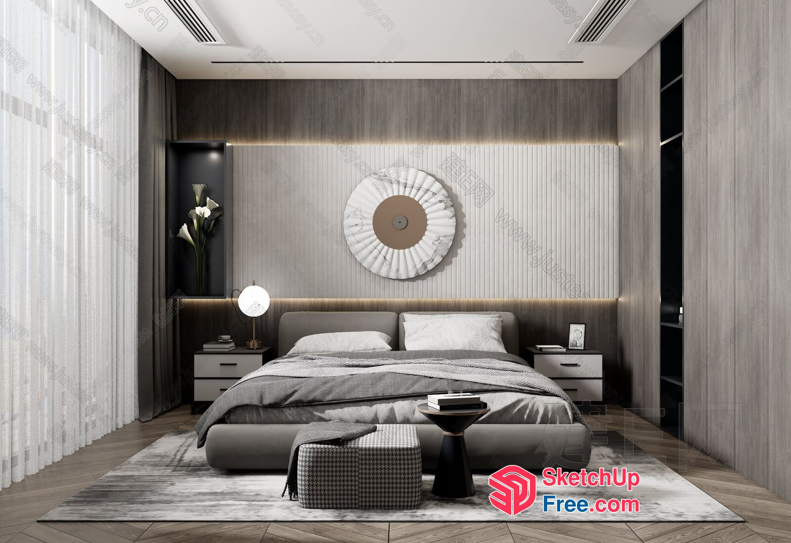 Modern Minimalist Bedroom Interior Design 3D SketchUp File