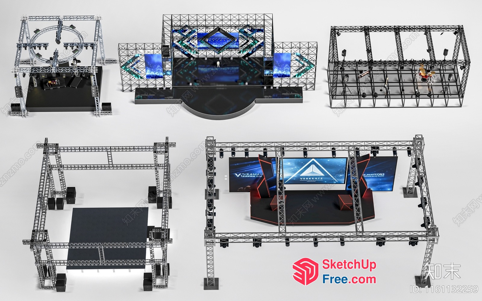 3D Stage Setup With Multiple Screens And Lights 3D SketchUp File