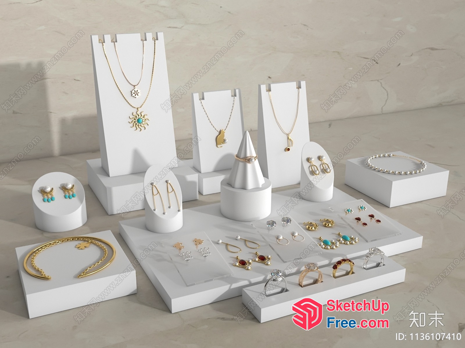 Elegant Gold And Turquoise Jewelry Collection 3D SketchUp File