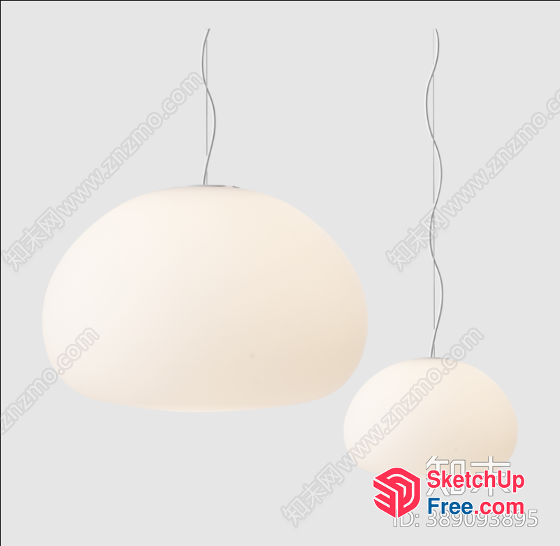 Two Creamy Pendant Lamps 3D SketchUp File