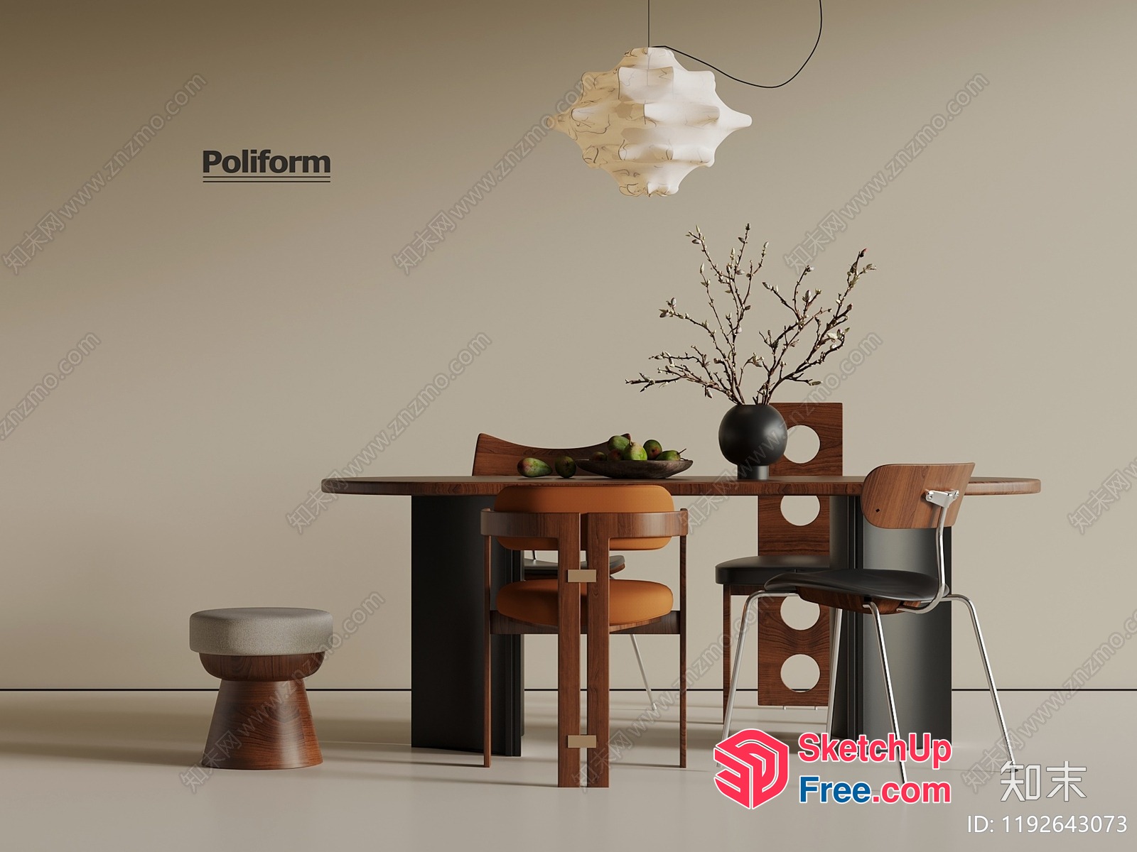 Poliform Dining Table Set 3D SketchUp File