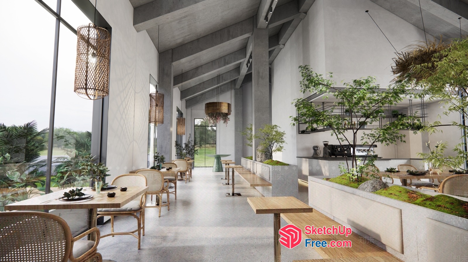 Modern Japanese-Inspired Interior Design With Natural Elements 3D SketchUp File