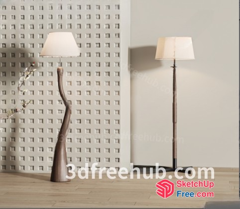Minimalist Style Floor Lamps And Rattan Furniture 3D SketchUp File