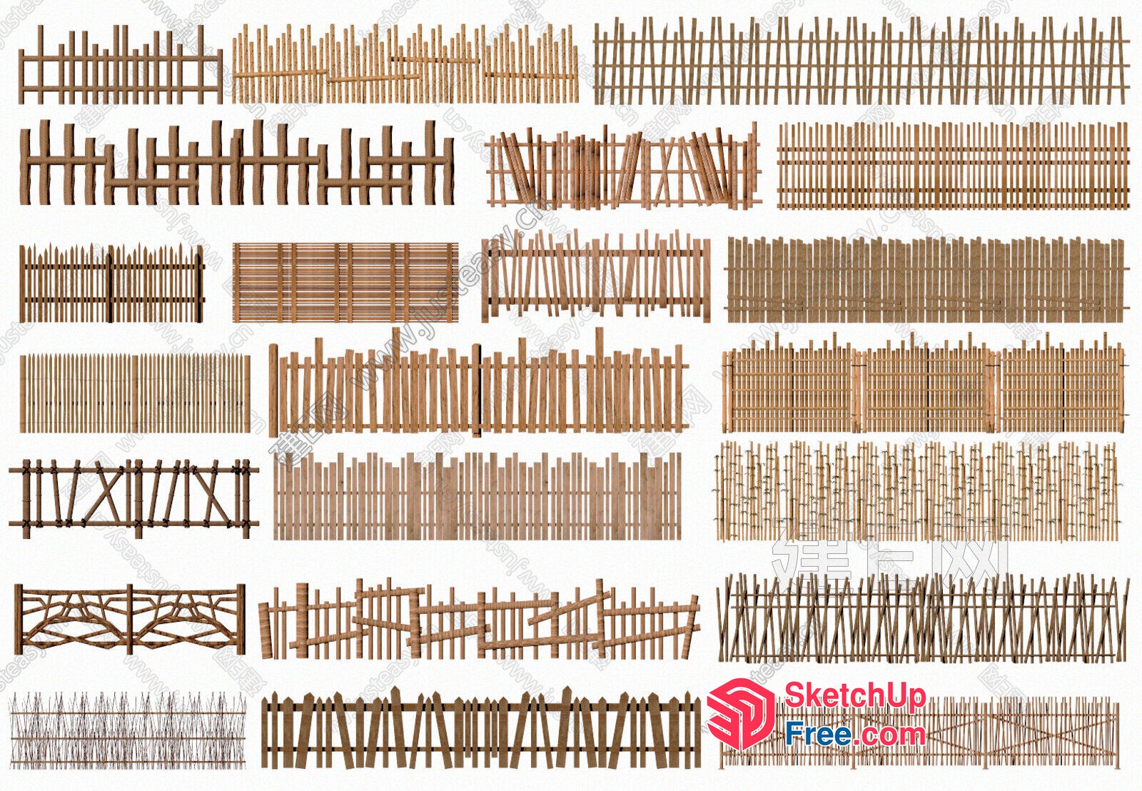 Various Wooden Fences 3D SketchUp File
