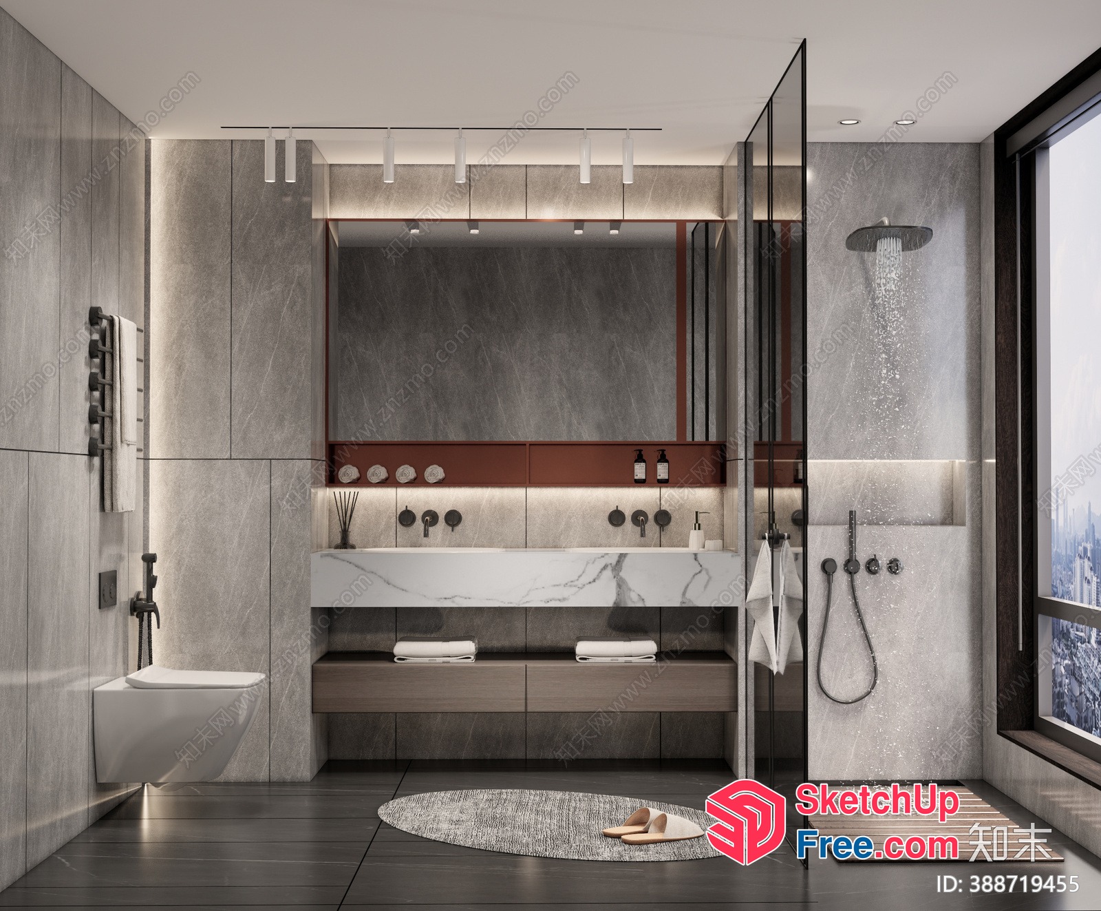 Modern Bathroom Interior Design With Sleek Fixtures 3D SketchUp File