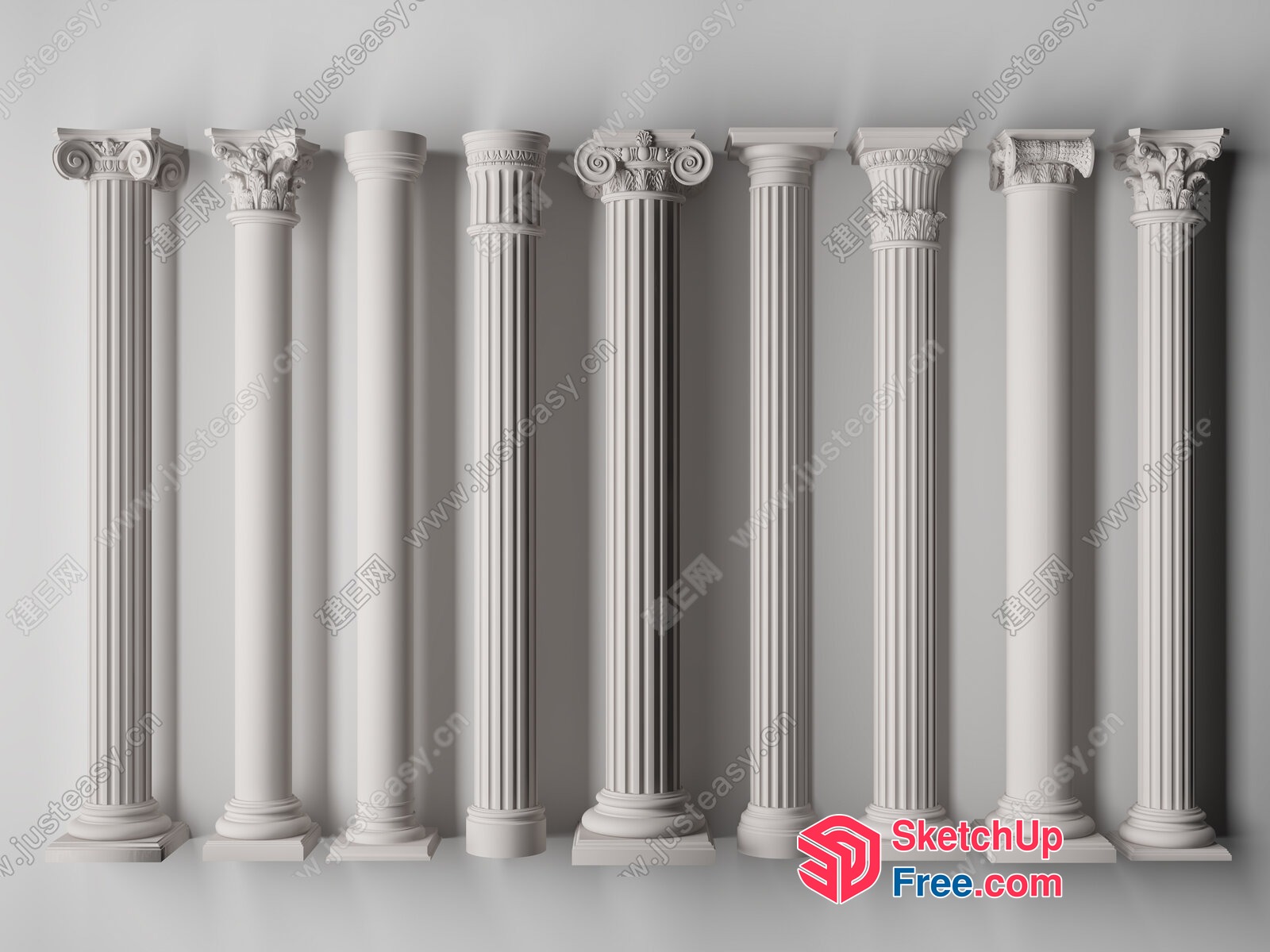 Ornate Classical Pillars 3D SketchUp File