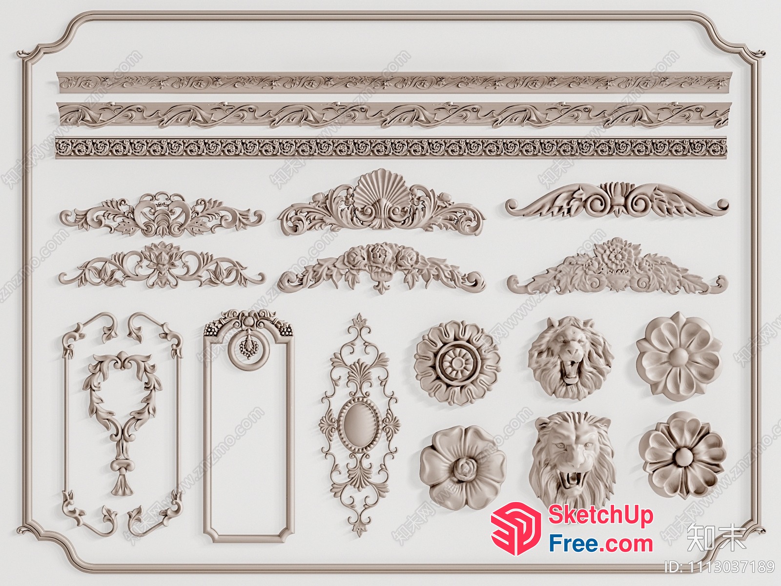 Ornate Carved Decorative Elements 3D SketchUp File