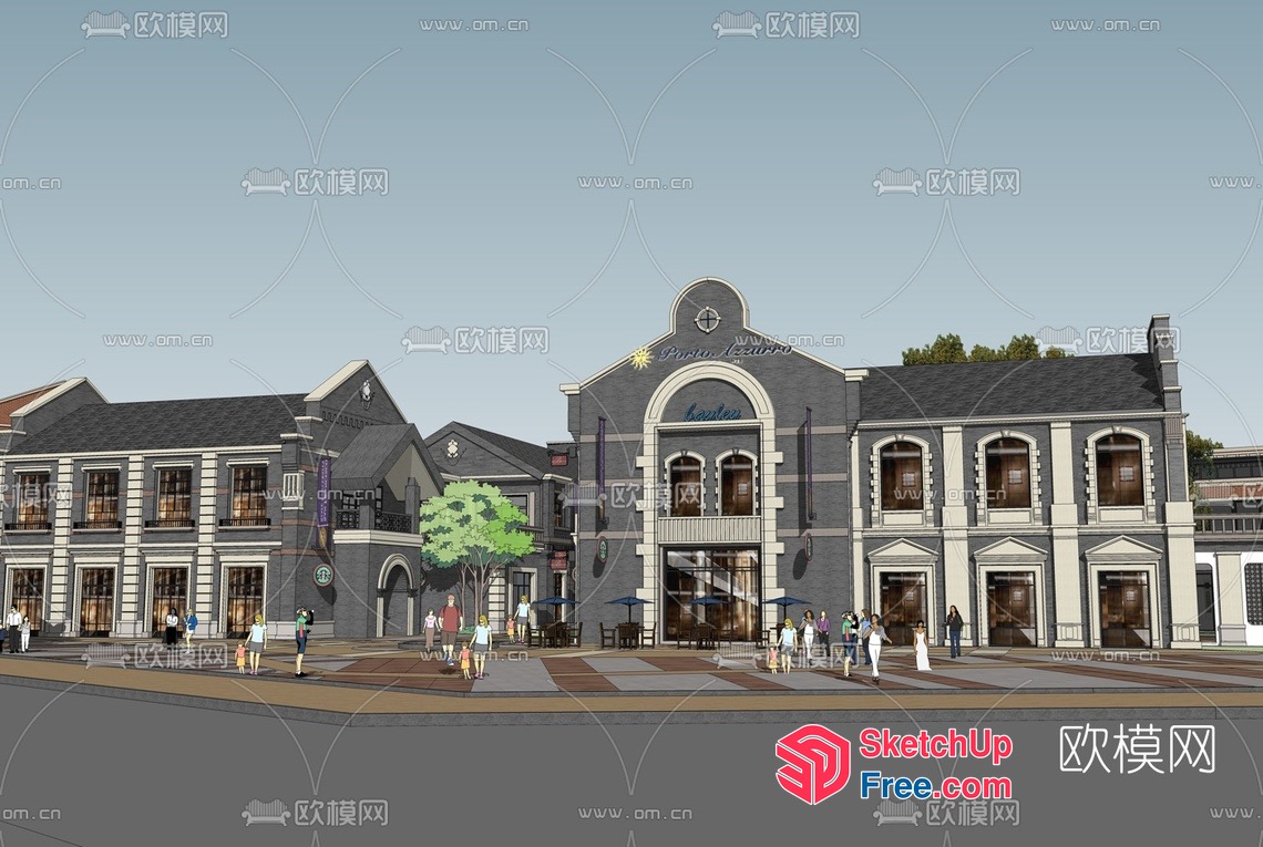 European Style Commercial Street Cladding 3D SketchUp File