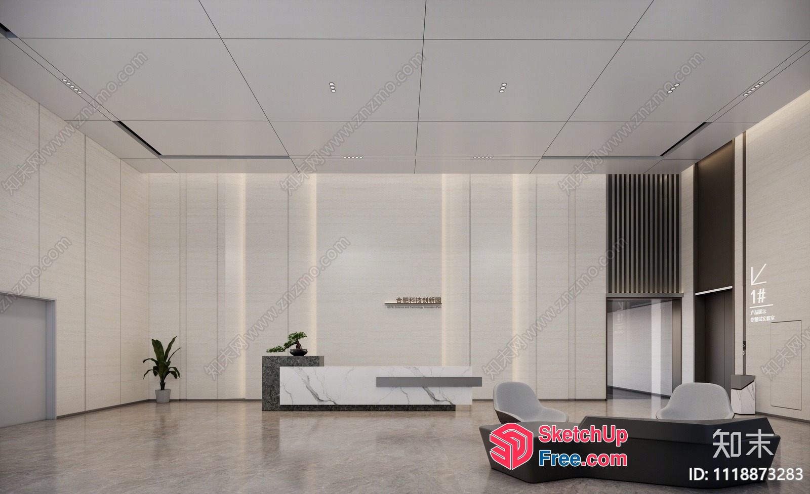 Modern Minimalist Office Space 3D SketchUp File
