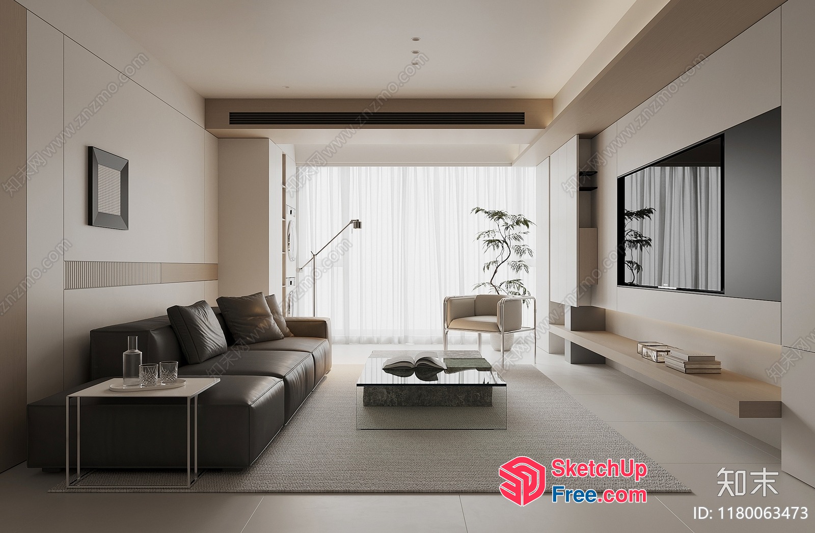 Modern Minimalist Living Room With Sleek Furniture And Neutral Tones 3D SketchUp File
