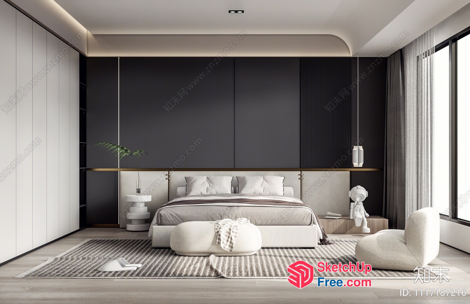 Modern Minimalist Bedroom Design 3D SketchUp File
