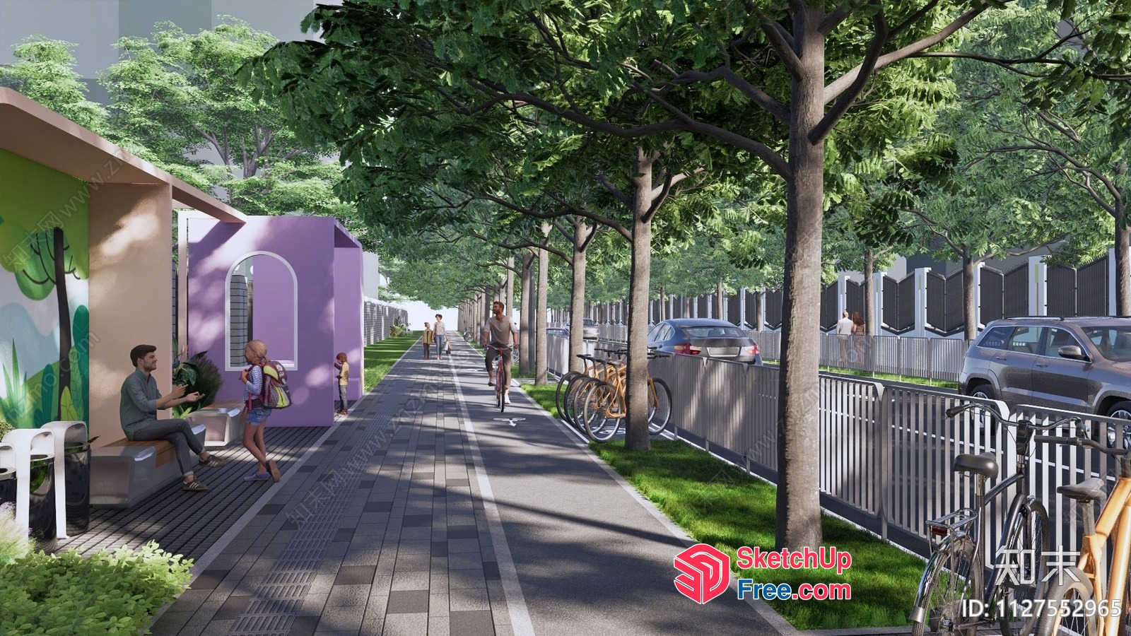 People Enjoying A Sunny Day In A Park With Trees 3D SketchUp File