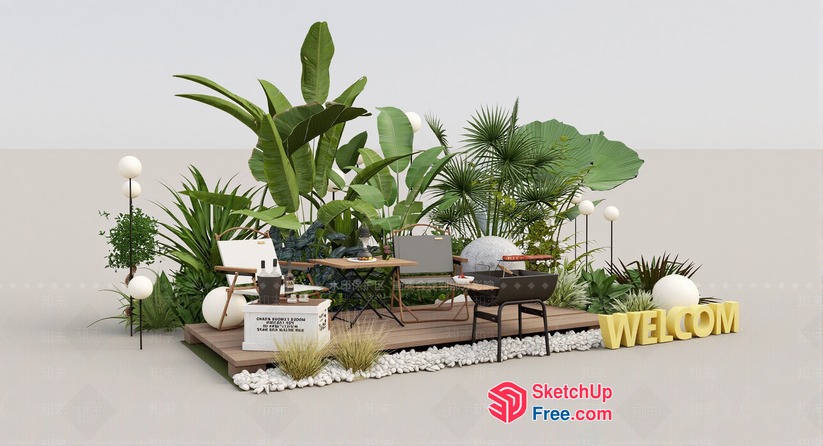 Tropical Modern Office Interior 3D SketchUp File