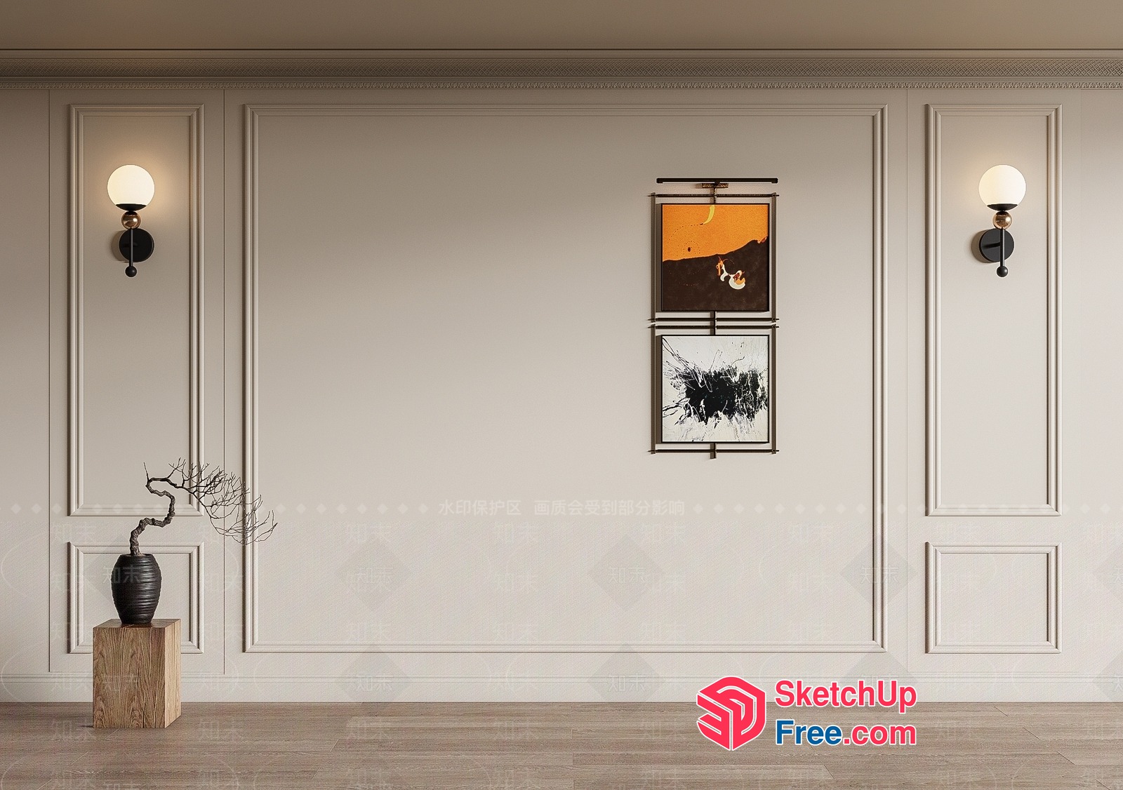 Minimalist Wall Art Decor With Classic Moulding 3D SketchUp File