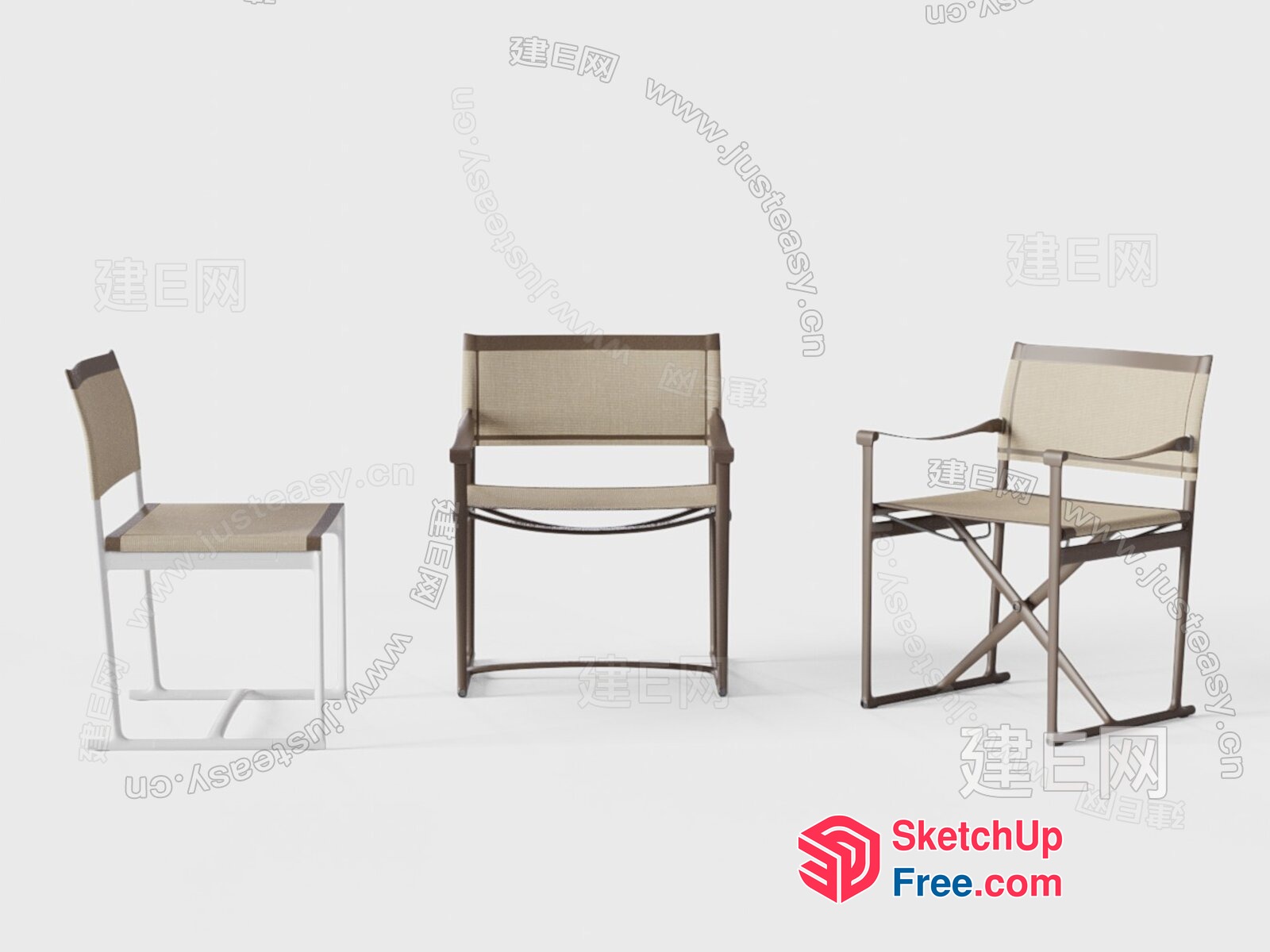 Three Chairs In Different Styles 3D SketchUp File