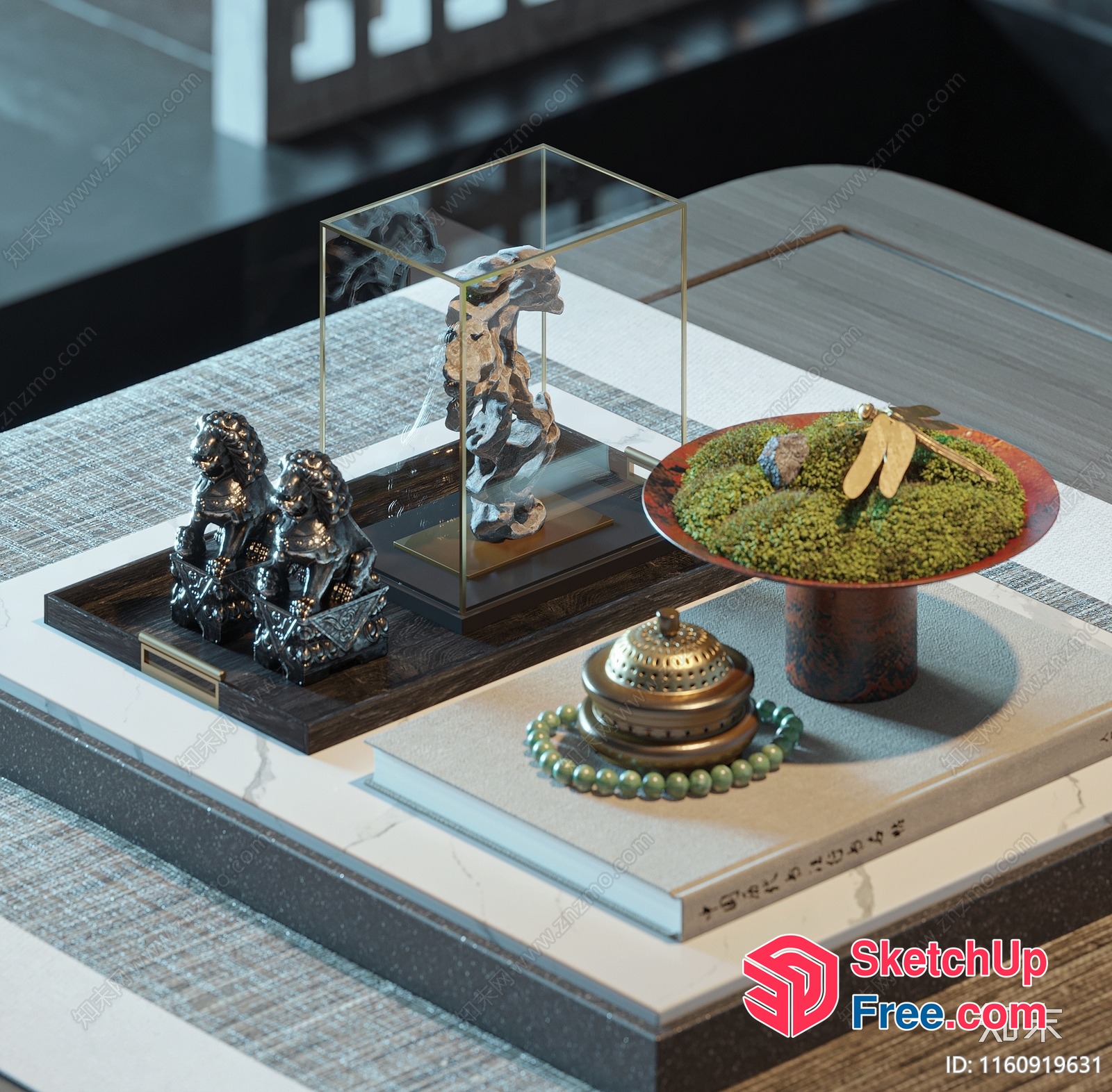 Decorative Objects In A Glass Case And On A Table 3D SketchUp File