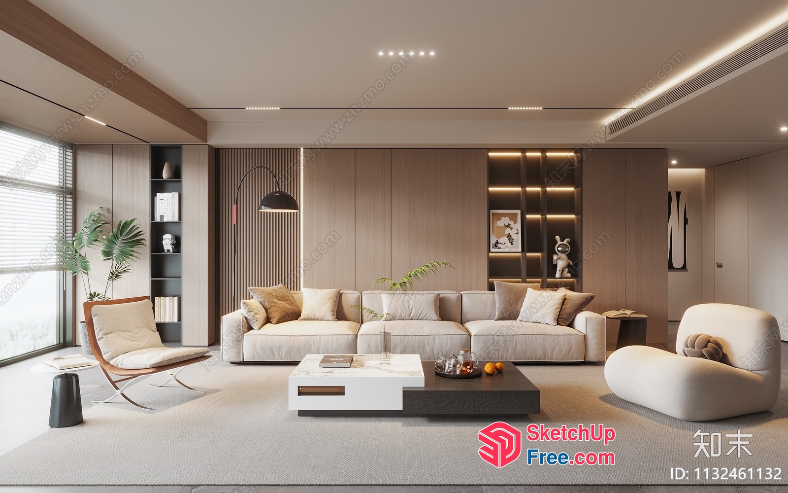 Modern Minimalist Living Room With Sleek Furniture 3D SketchUp File