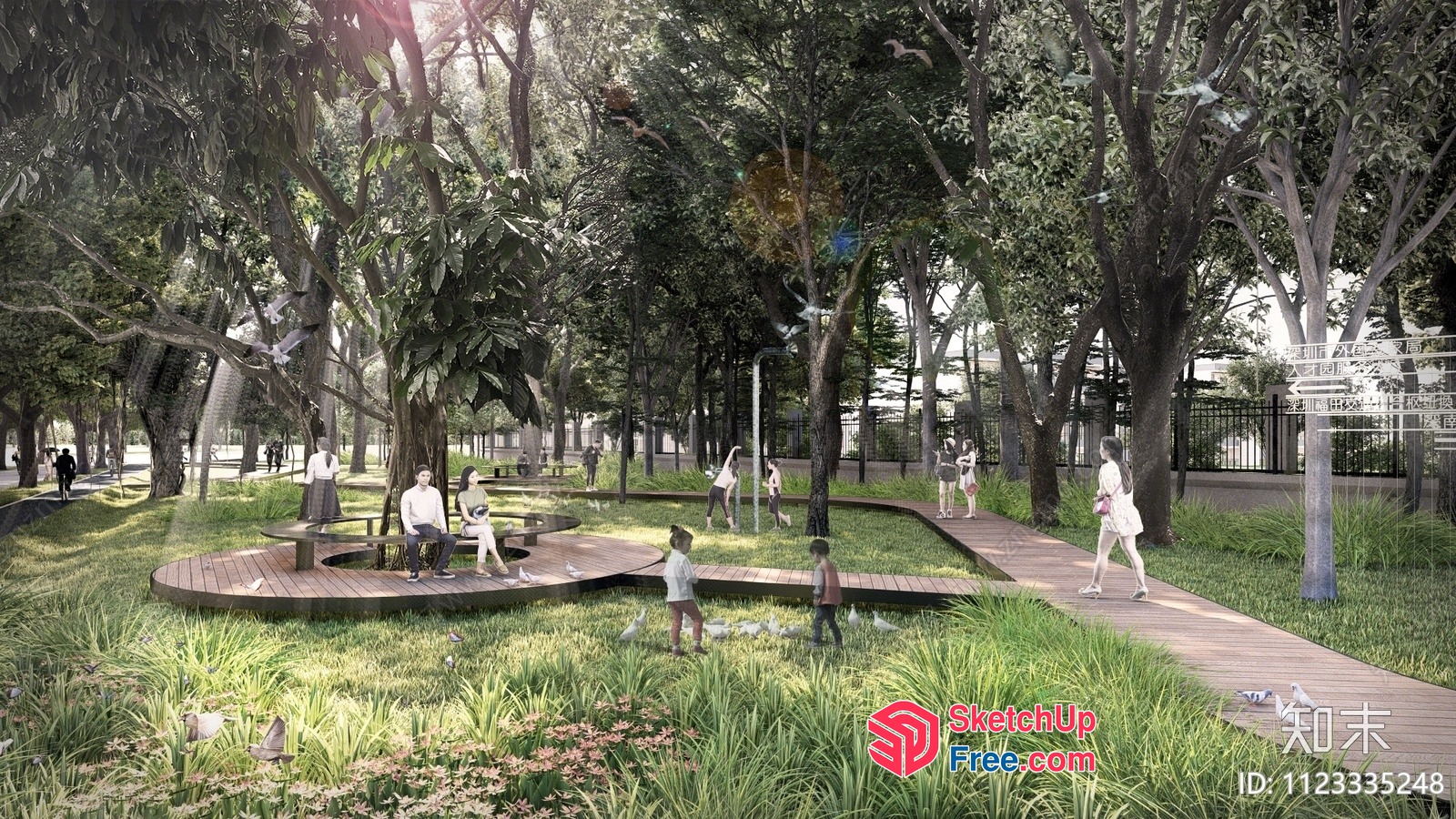 Serene Park Scene With Children And Adults 3D SketchUp File