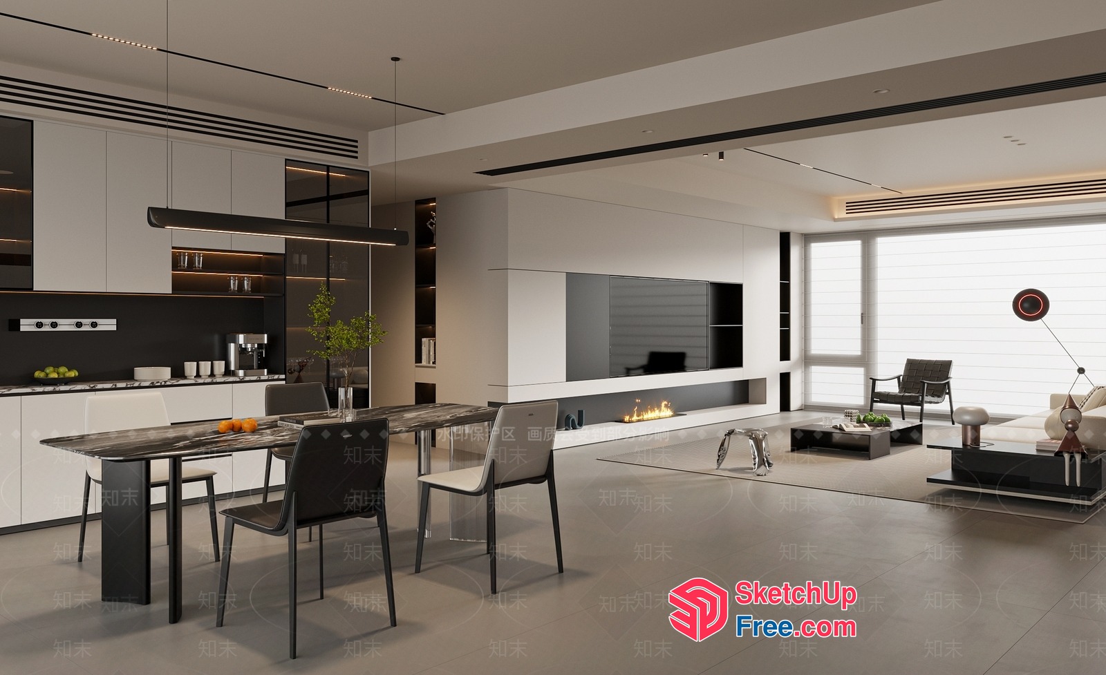 Modern Minimalist Interior Design With Sleek Furniture And Lighting 3D SketchUp File