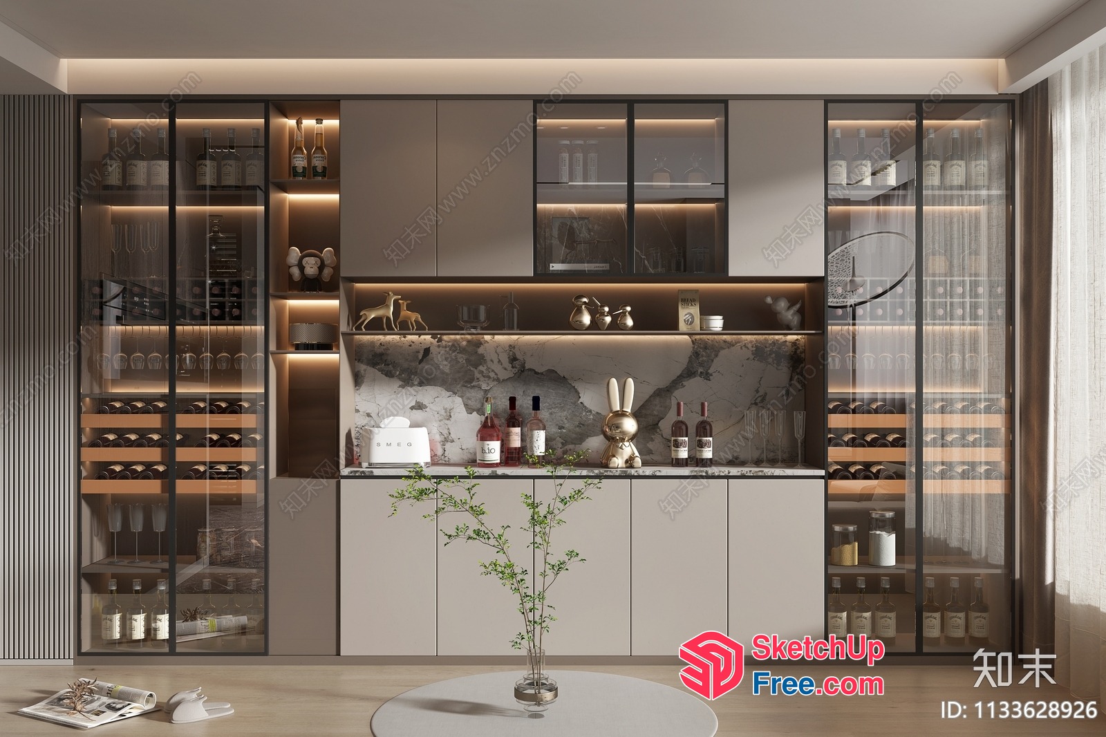 Modern Wine Storage And Display Cabinet 3D SketchUp File