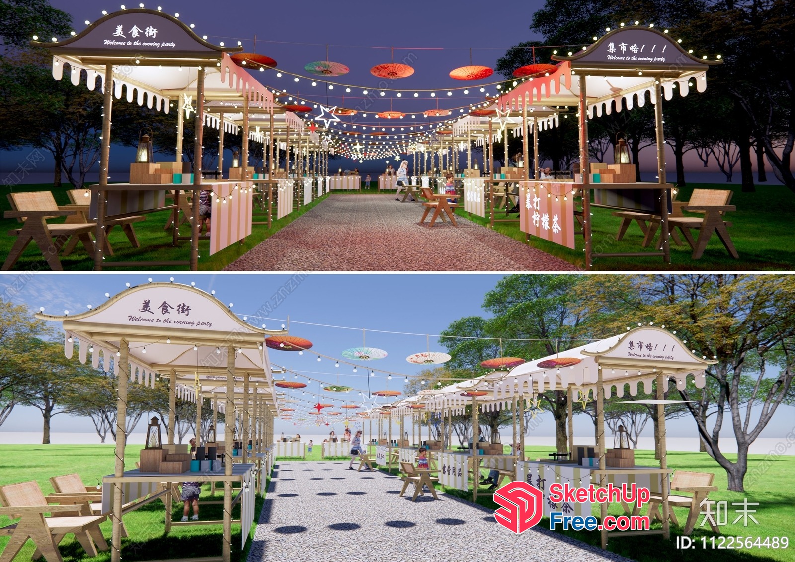 Cozy Outdoor Food Market 3D SketchUp File