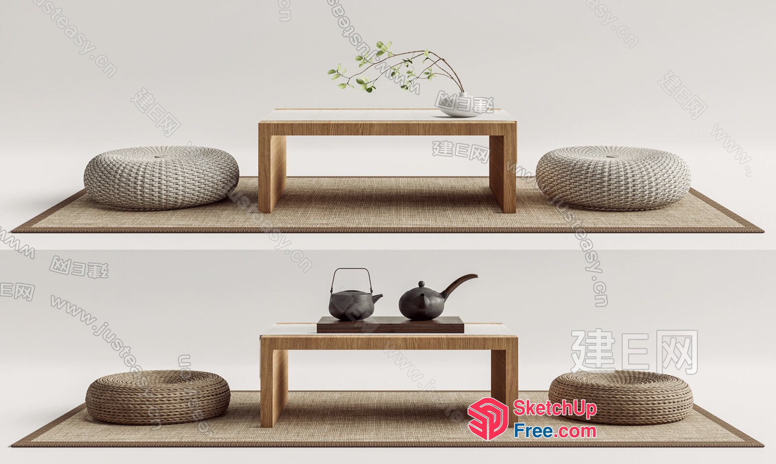 Japanese-Style Living Room Decor 3D SketchUp File