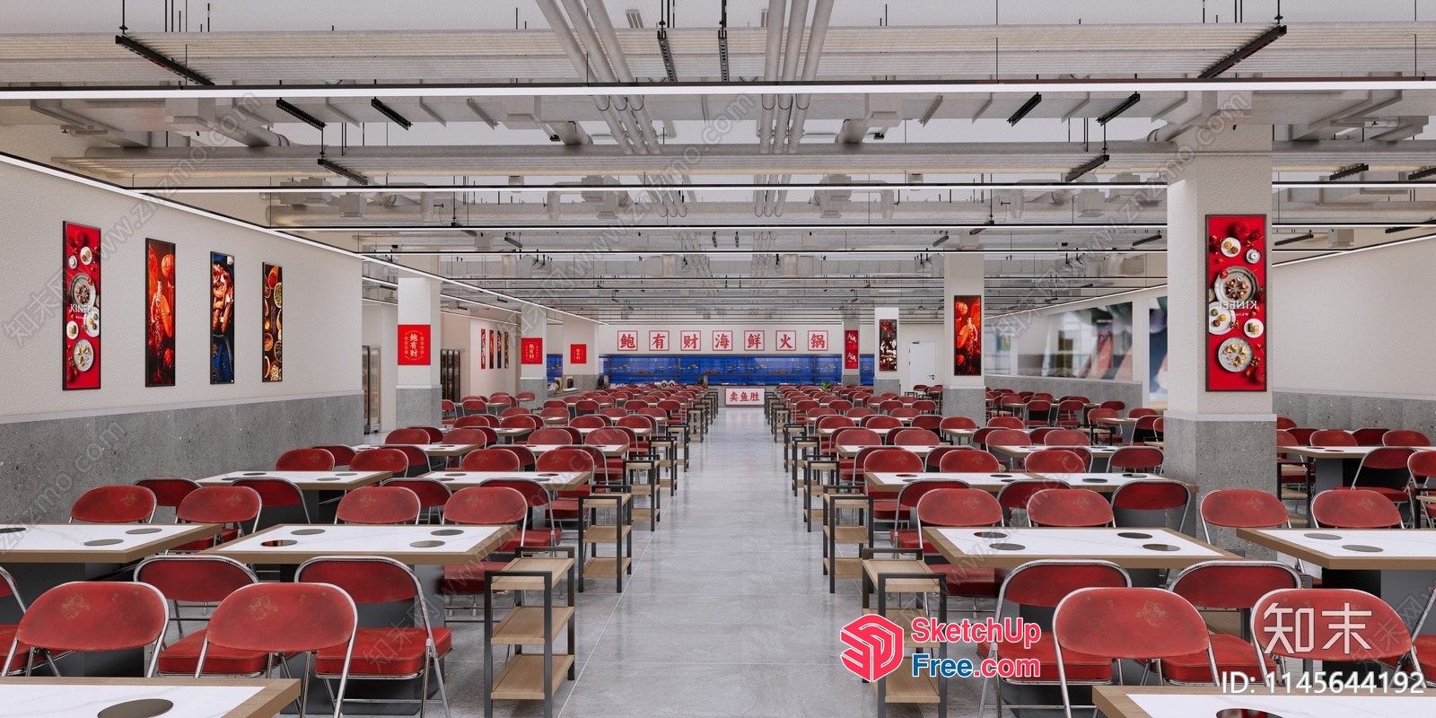 Modern Industrial Style Commercial Street Interior 3D SketchUp File