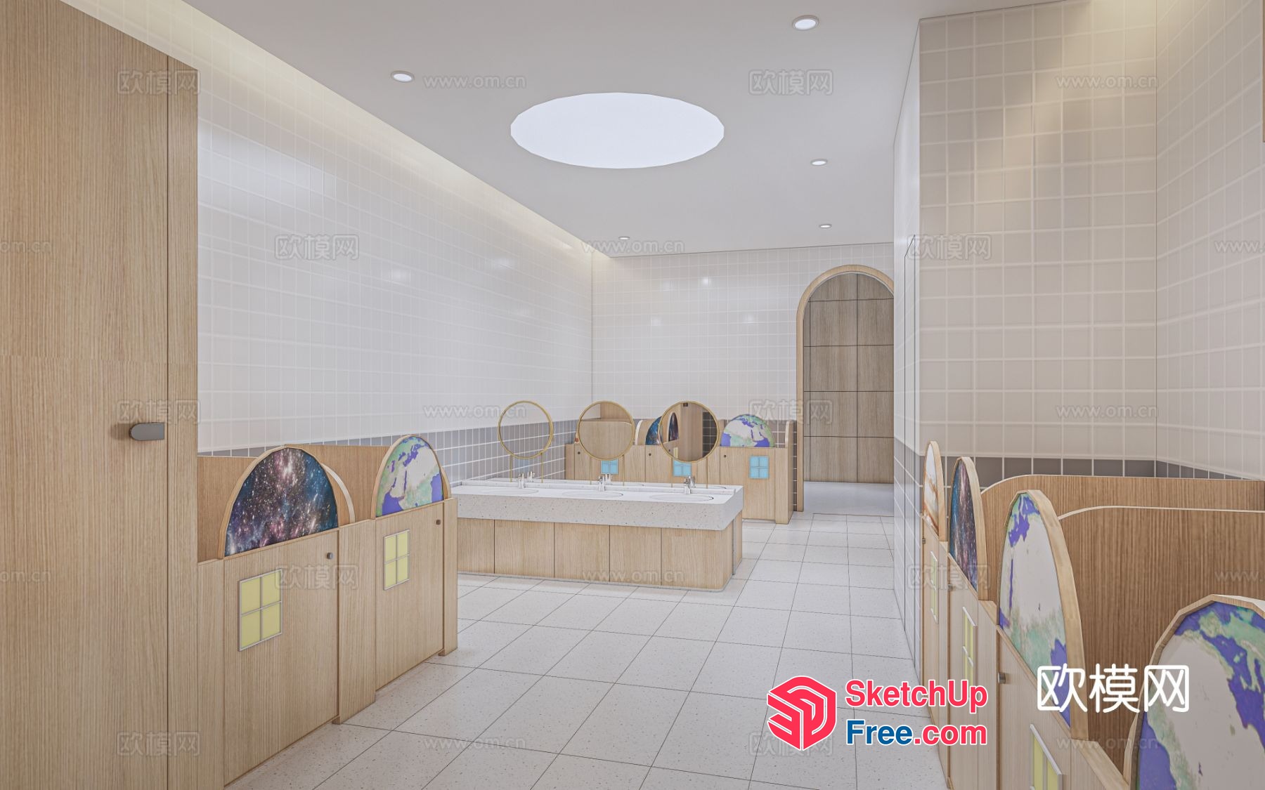 Modern Bathroom With Earthly Decorations And Natural Wood Accents 3D SketchUp File