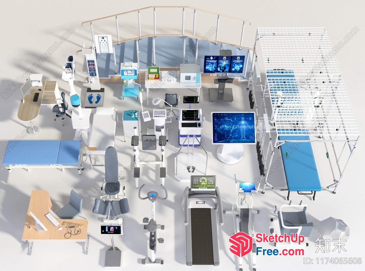 Hospital Interior With Various Medical Equipment And Furniture 3D SketchUp File