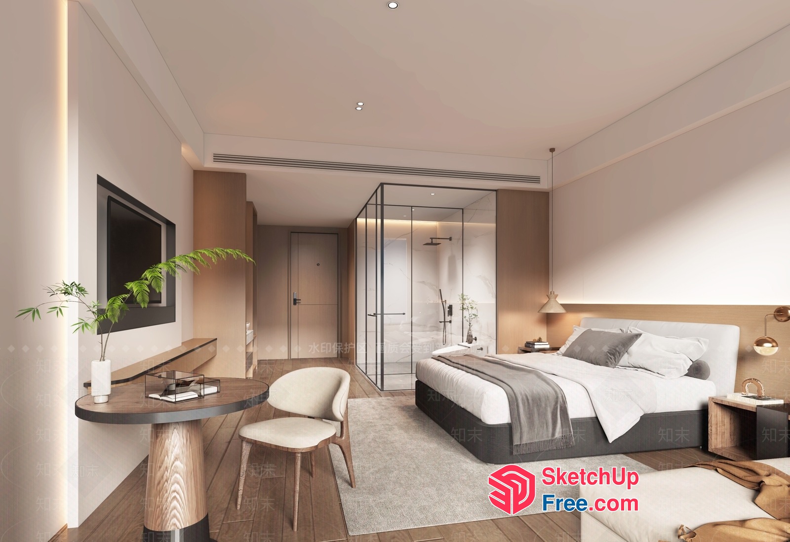 Modern Minimalist Bedroom Interior 3D SketchUp File