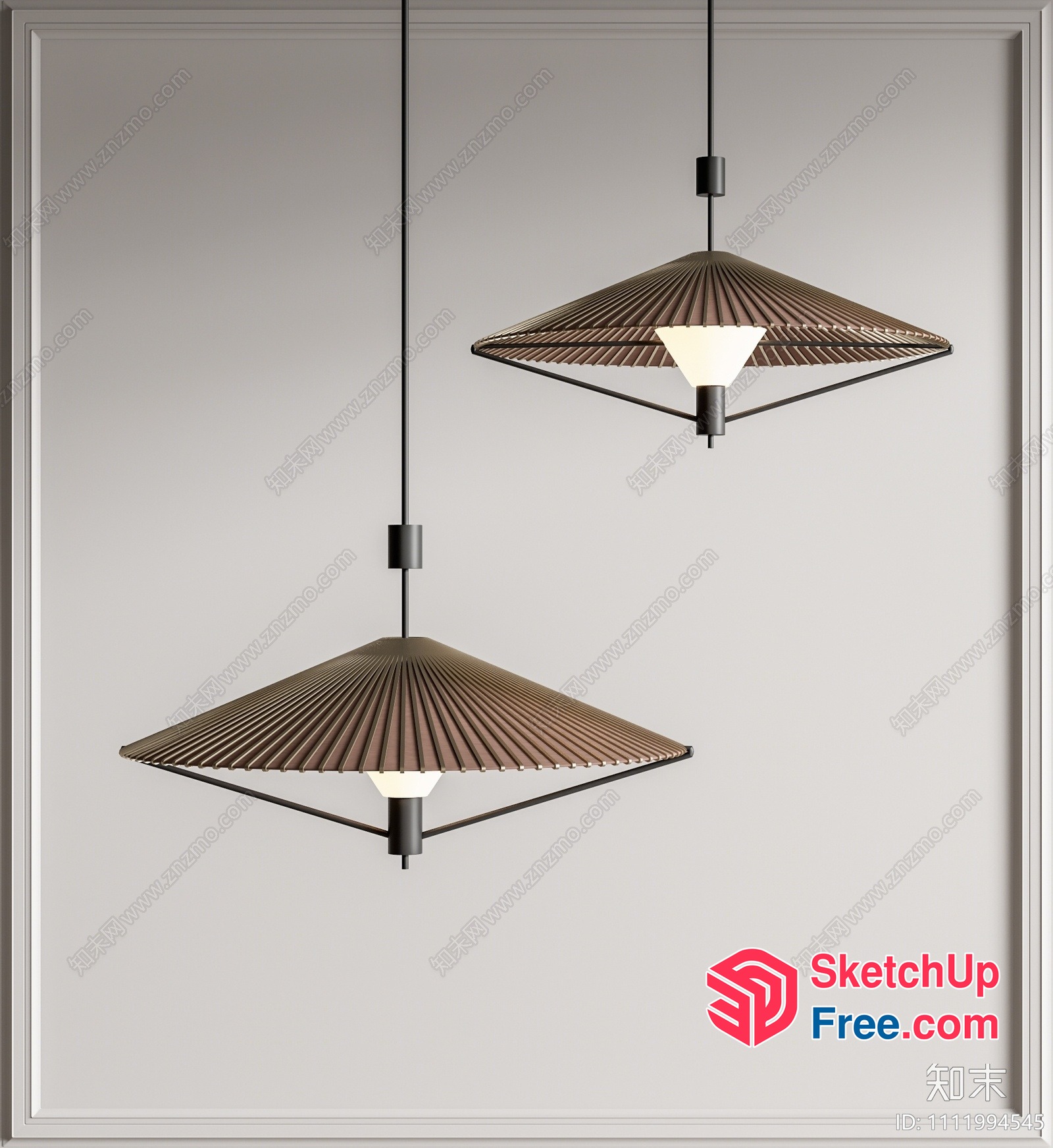 Modern Hanging Lamps With Distinctive Umbrella-Shaped Shades 3D SketchUp File