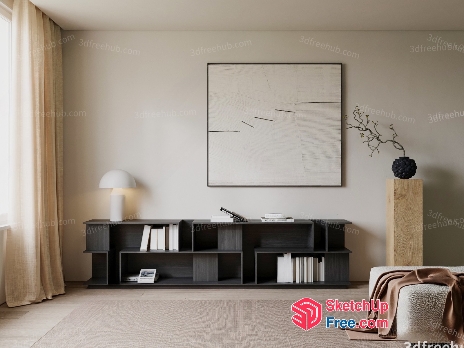 Modern Minimalist Living Room Decor 3D SketchUp File