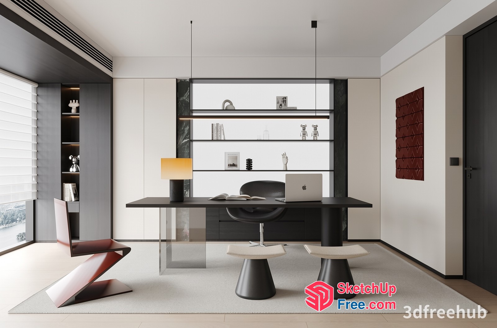 Modern Office Space With Sleek Furniture And Minimalist Decor 3D SketchUp File