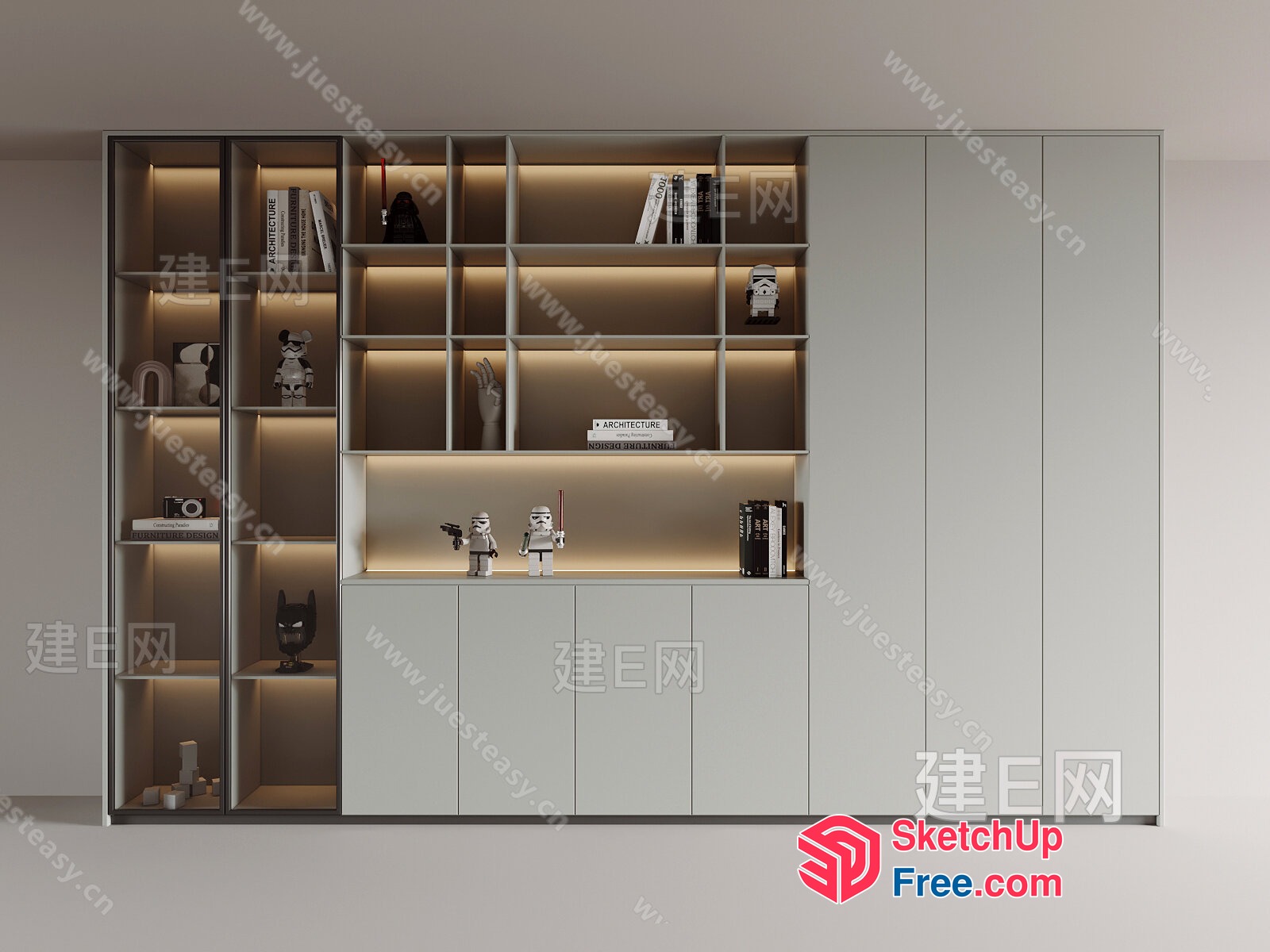 Modern Minimalist Bookcase And Storage Unit 3D SketchUp File