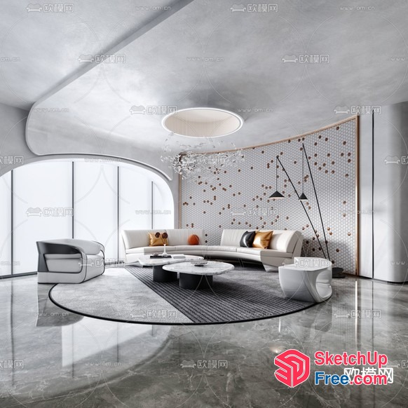 Contemporary Minimalist Living Room Design 3D SketchUp File