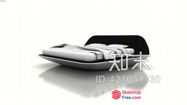 Minimalist Style Bed With Pillows And Headboard 3D SketchUp File