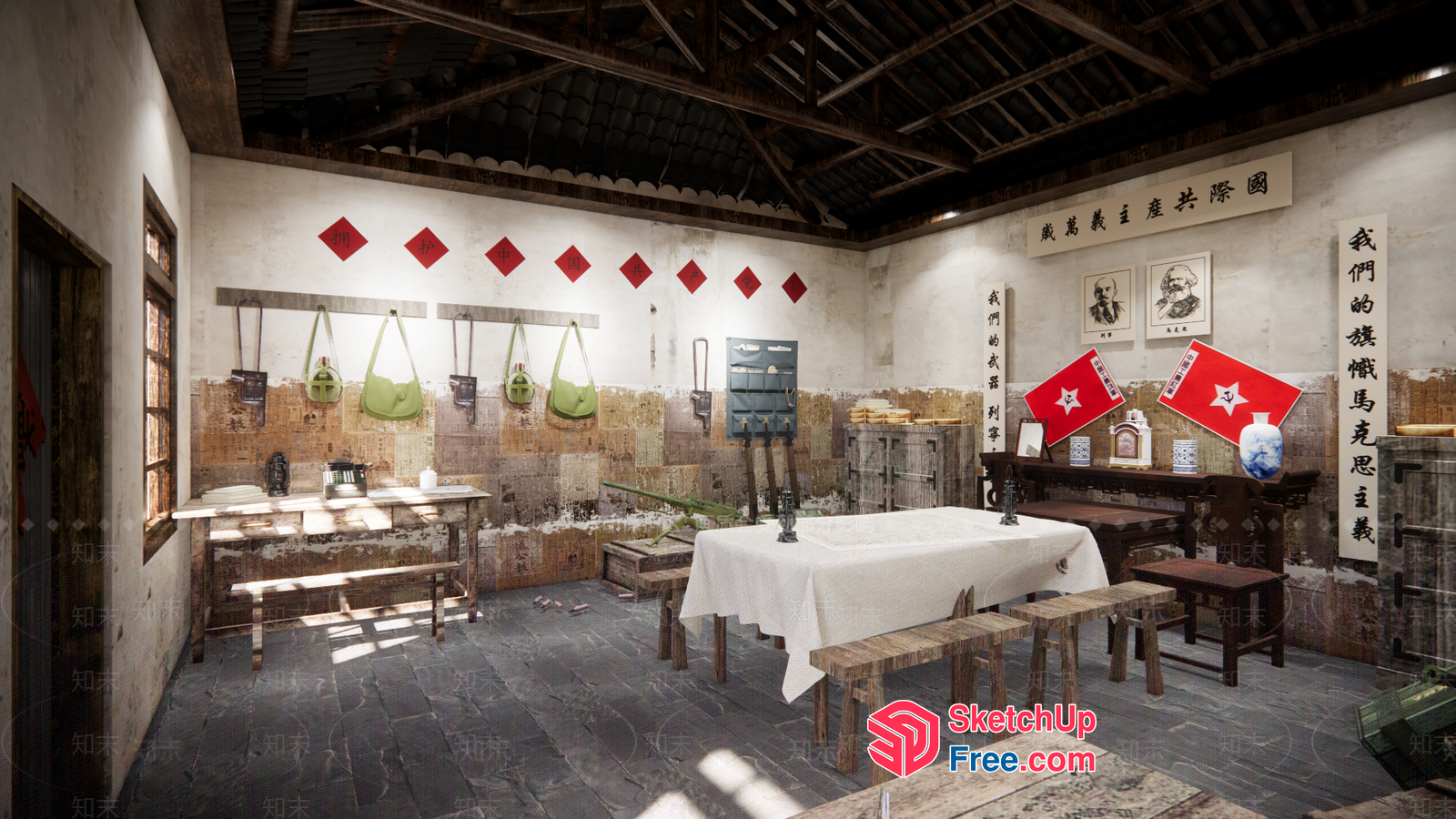 Traditional Chinese Restaurant Interior 3D SketchUp File