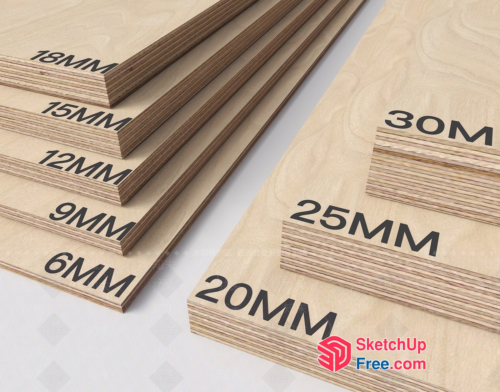 Plywood Sheets Of Various Thicknesses 3D SketchUp File
