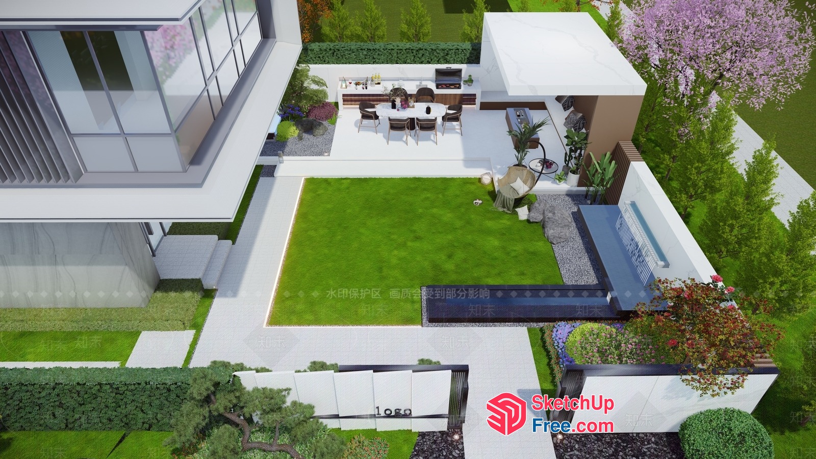 Luxurious Modern Villa With Sleek Design And Lush Greenery 3D SketchUp File