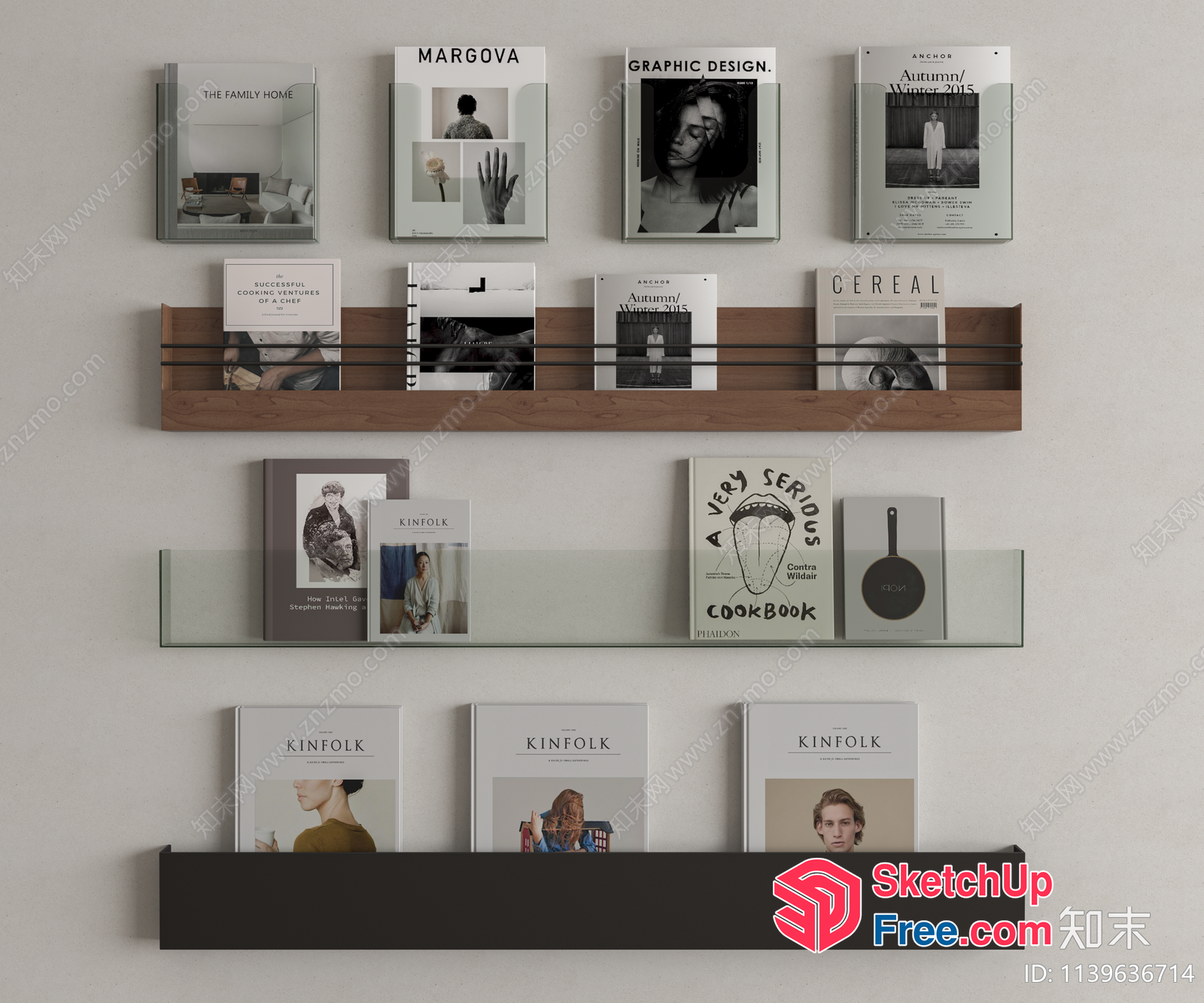 Minimalist Modern Interior Design Bookshelf Display 3D SketchUp File