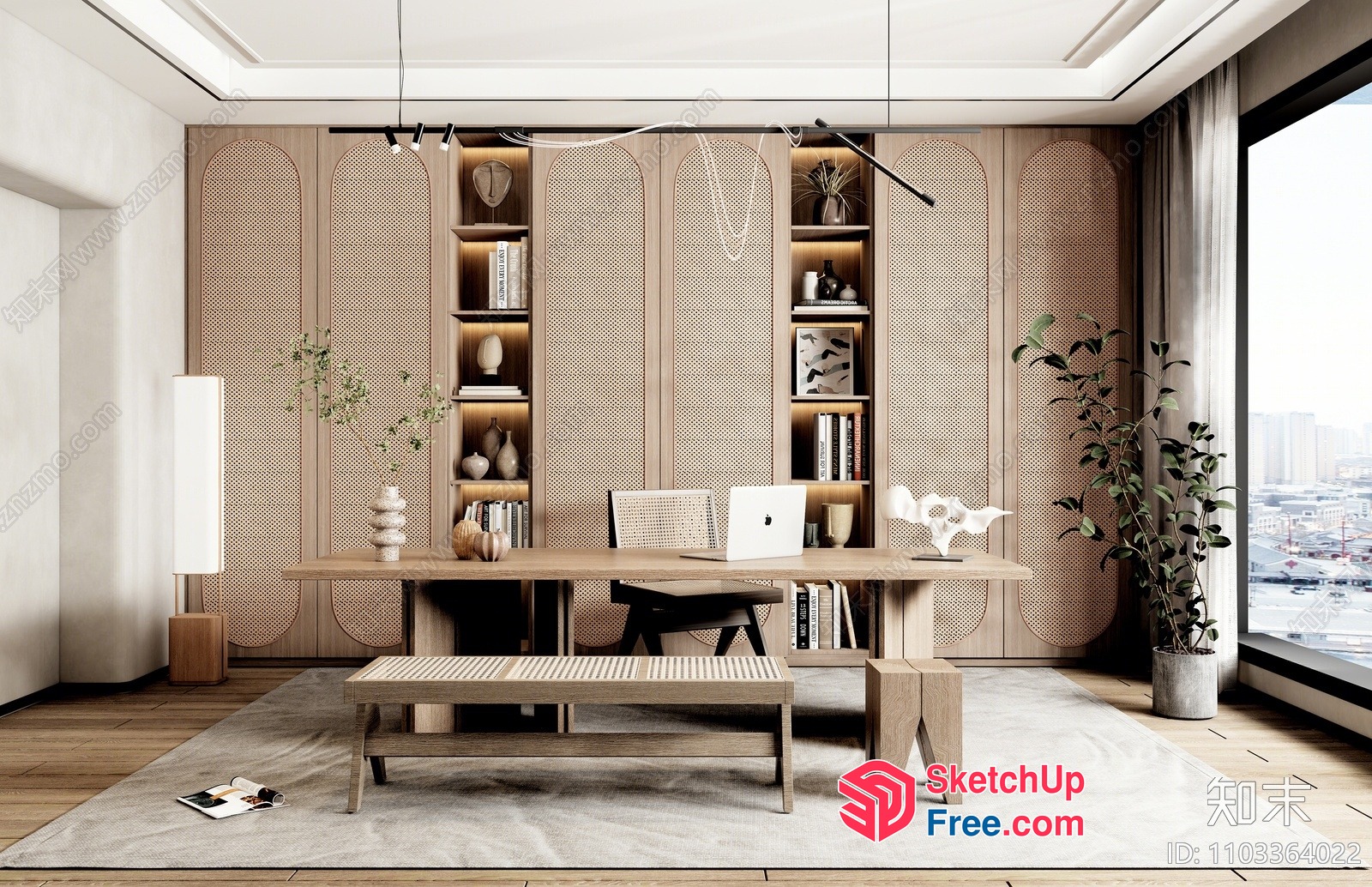 Modern Minimalist Office Space With Natural Wood Accents 3D SketchUp File