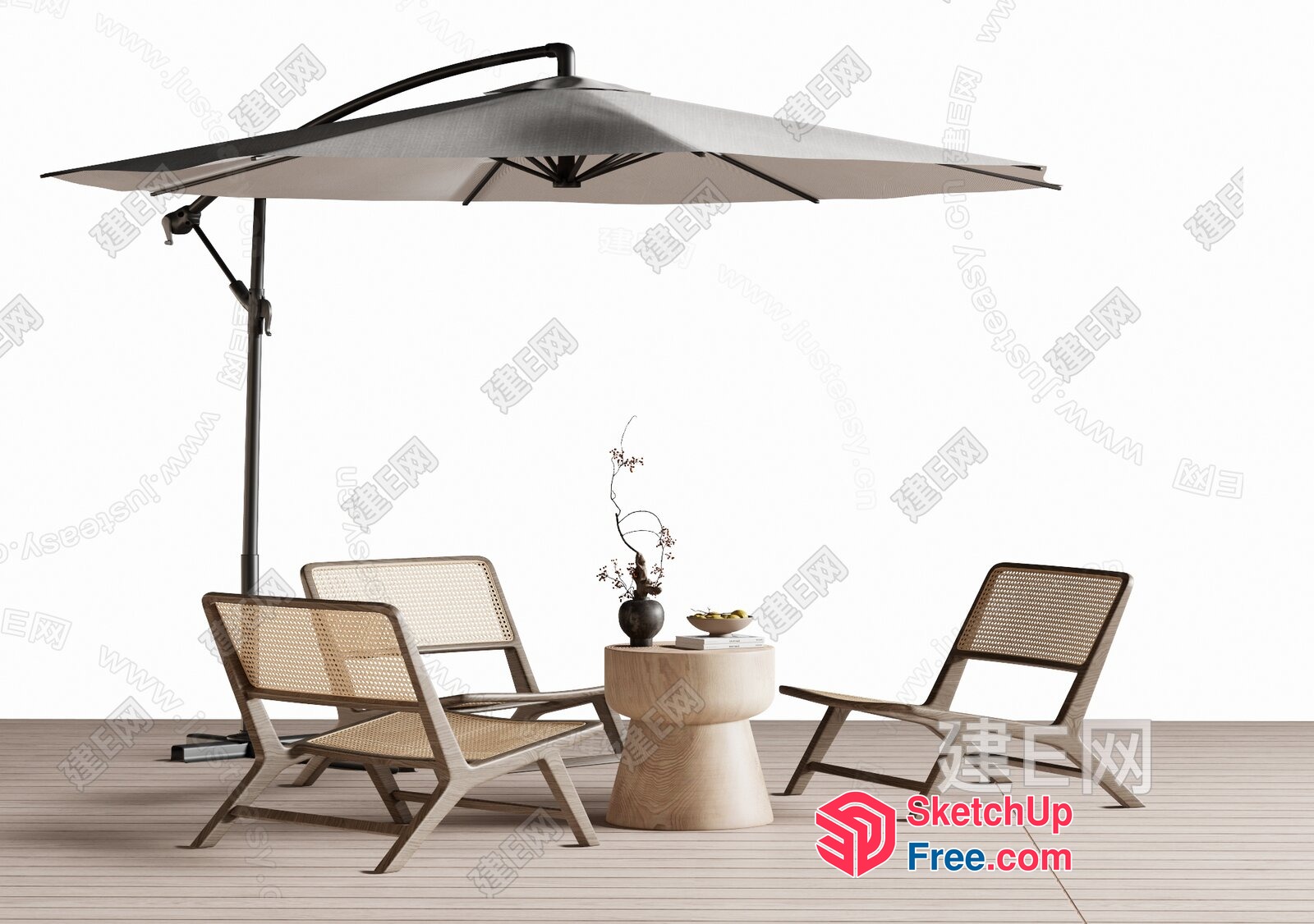 Modern Outdoor Patio Furniture Set With Umbrella 3D SketchUp File